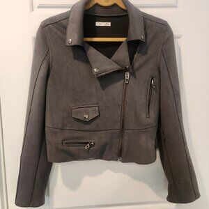 Moto jacket in gray faux suede by Dex